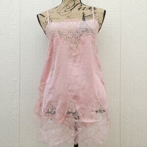 Vtg Victoria's Secret Satin Slip S Dusty Rose Lace Cami Top Coquette Flowy Y2K